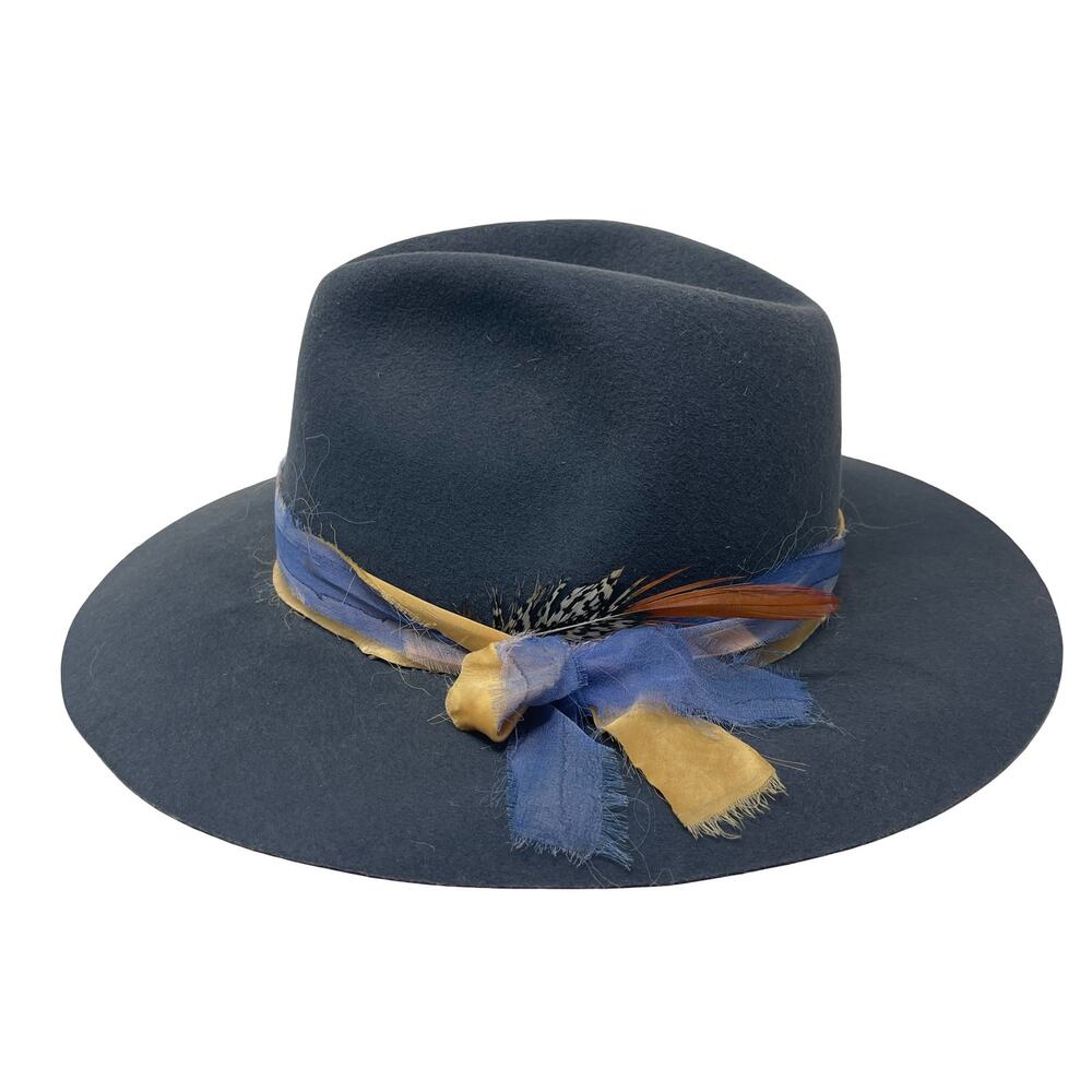 Lovely Bird Montana grey blue fedora wool hat sz M
